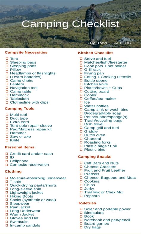 Camping Checklist Printable